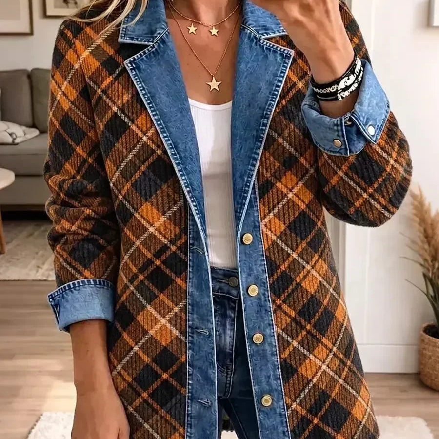 Naomi - Jachetă retro din denim block — imagine 1