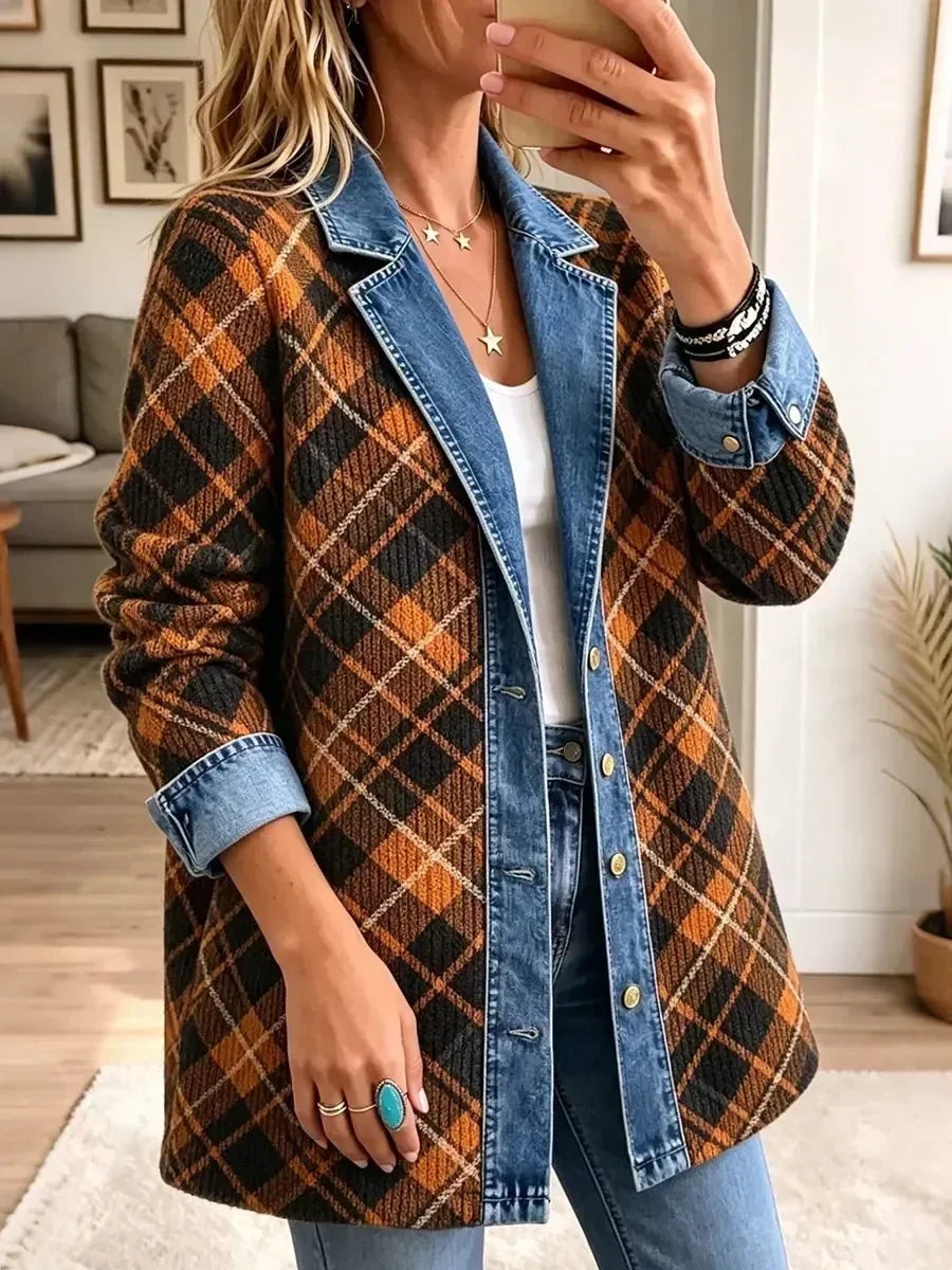 Naomi - Jachetă retro din denim block — imagine 2