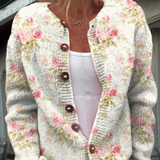 Cardigan tricotat cu imprimeu floral retro Naomi — imagine 1