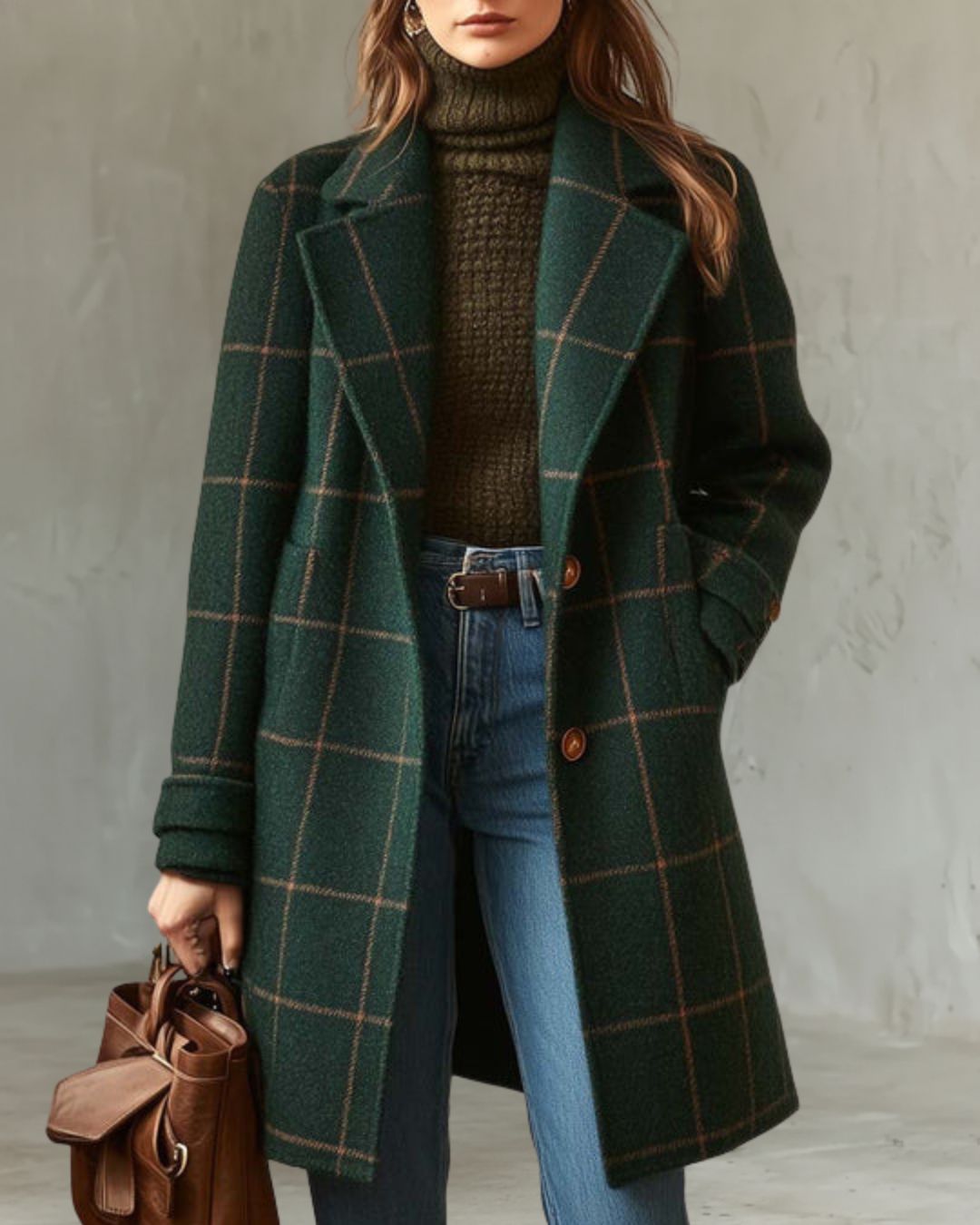 Jachetă Natalia din tweed în carouri cu guler cu rever — imagine 1