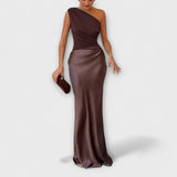 Rochie asimetrică din satin Natalie — imagine 2