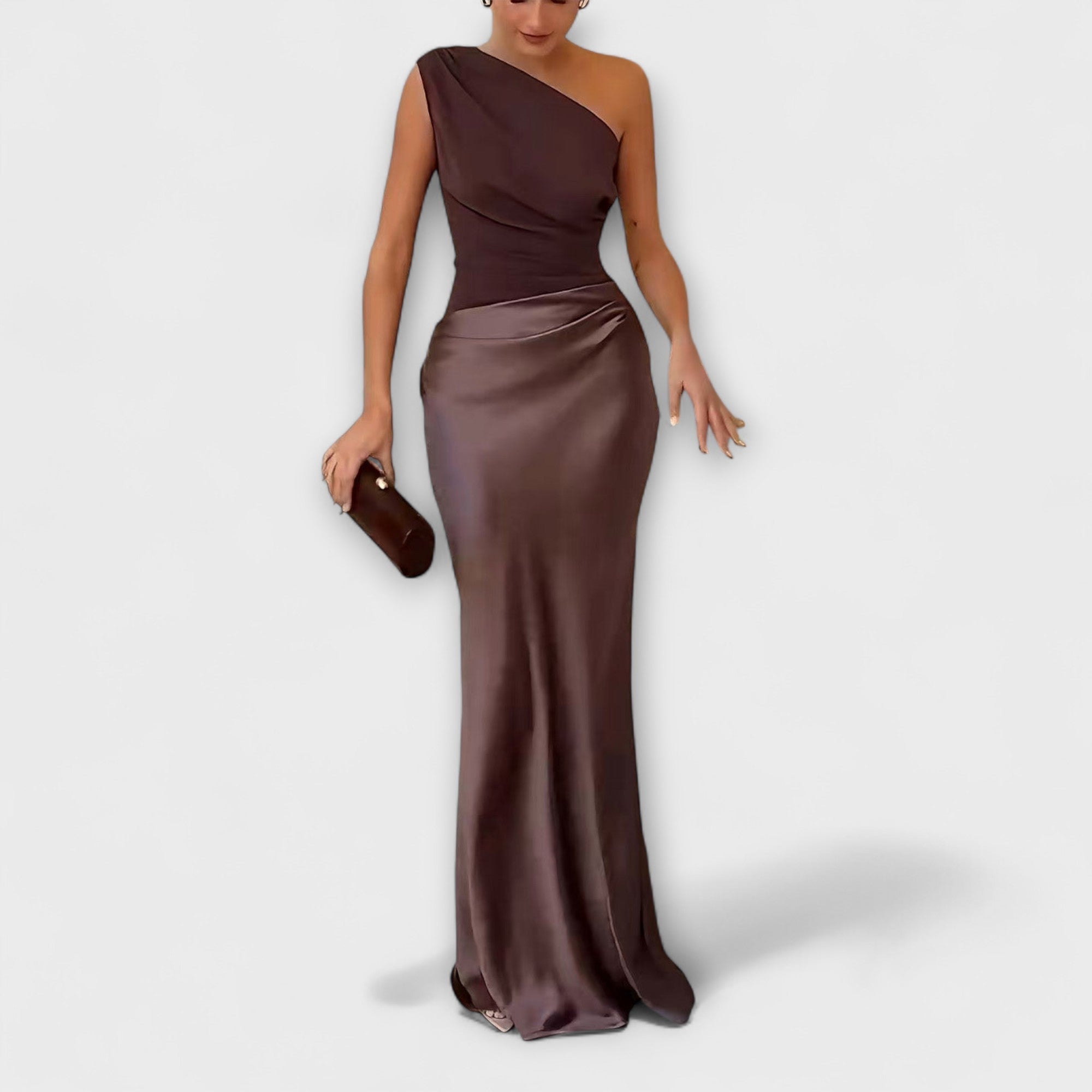 Rochie asimetrică din satin Natalie — imagine 2