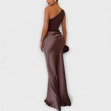 Rochie asimetrică din satin Natalie — imagine 3