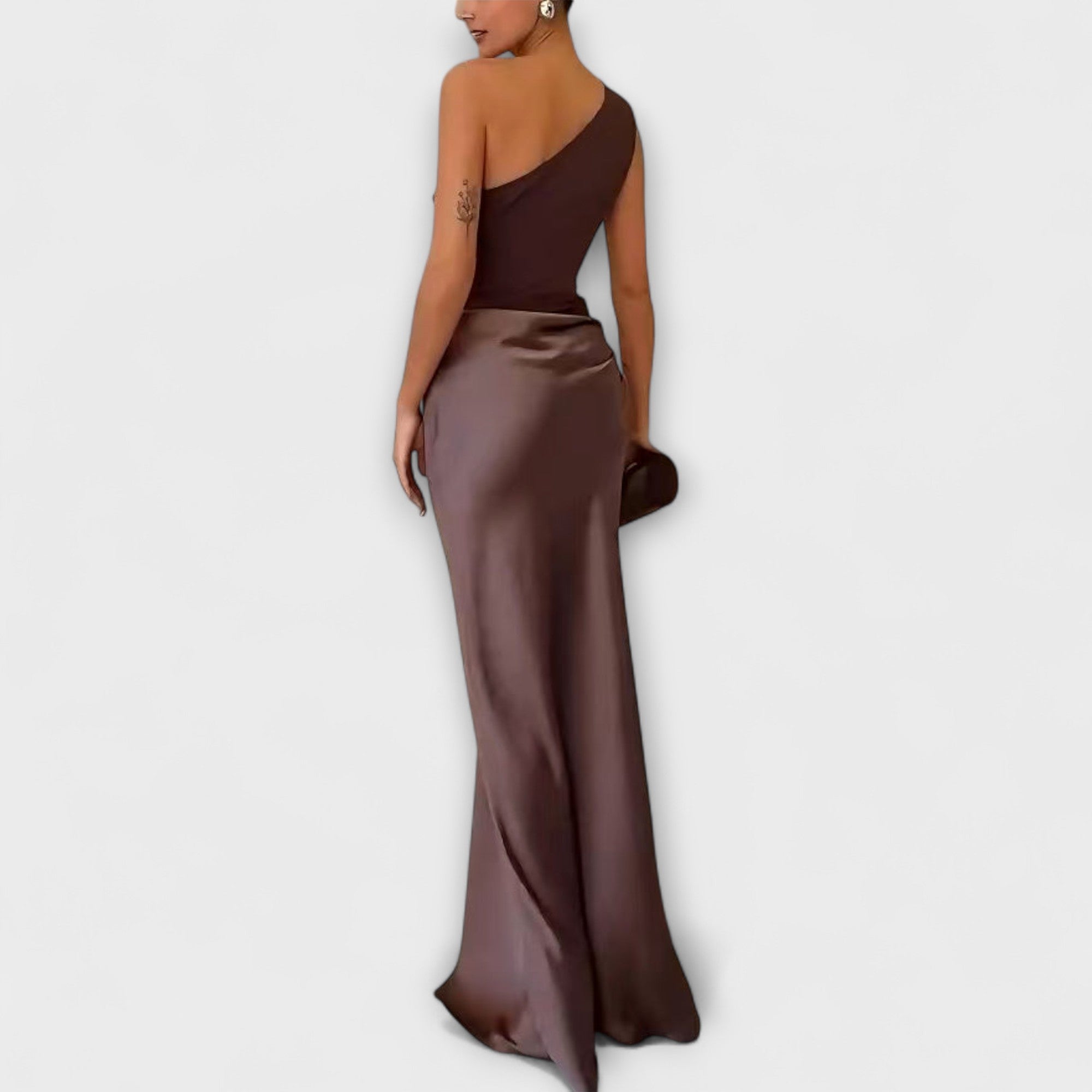 Rochie asimetrică din satin Natalie — imagine 3