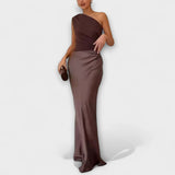 Rochie asimetrică din satin Natalie — imagine 4