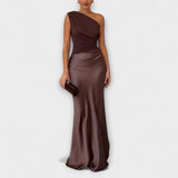Rochie asimetrică din satin Natalie — imagine 5