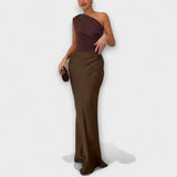 Rochie asimetrică din satin Natalie — imagine 6
