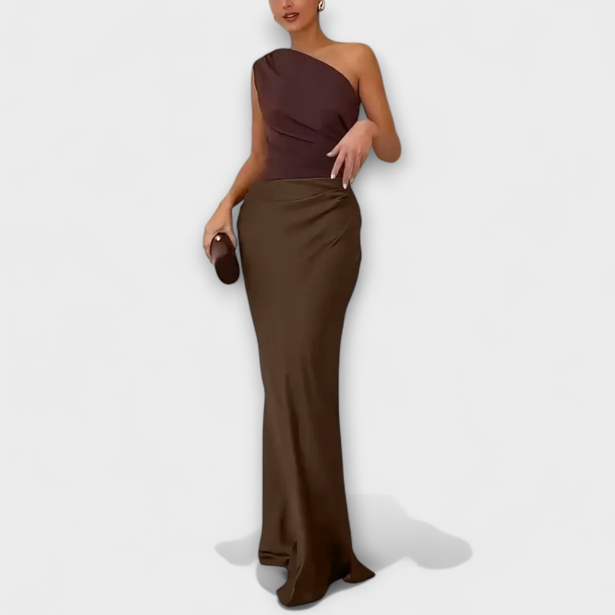 Rochie asimetrică din satin Natalie — imagine 6