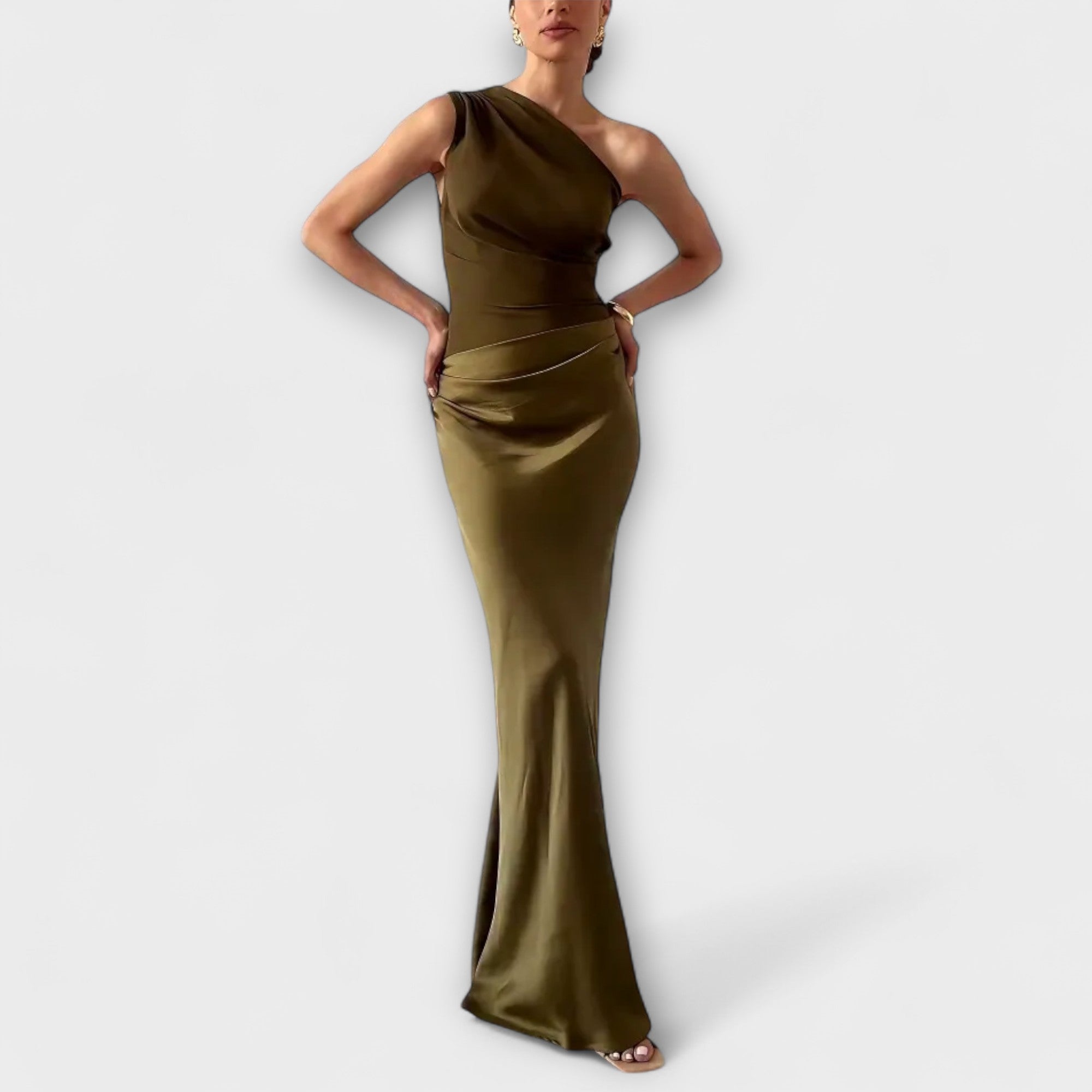 Rochie asimetrică din satin Natalie — imagine 7