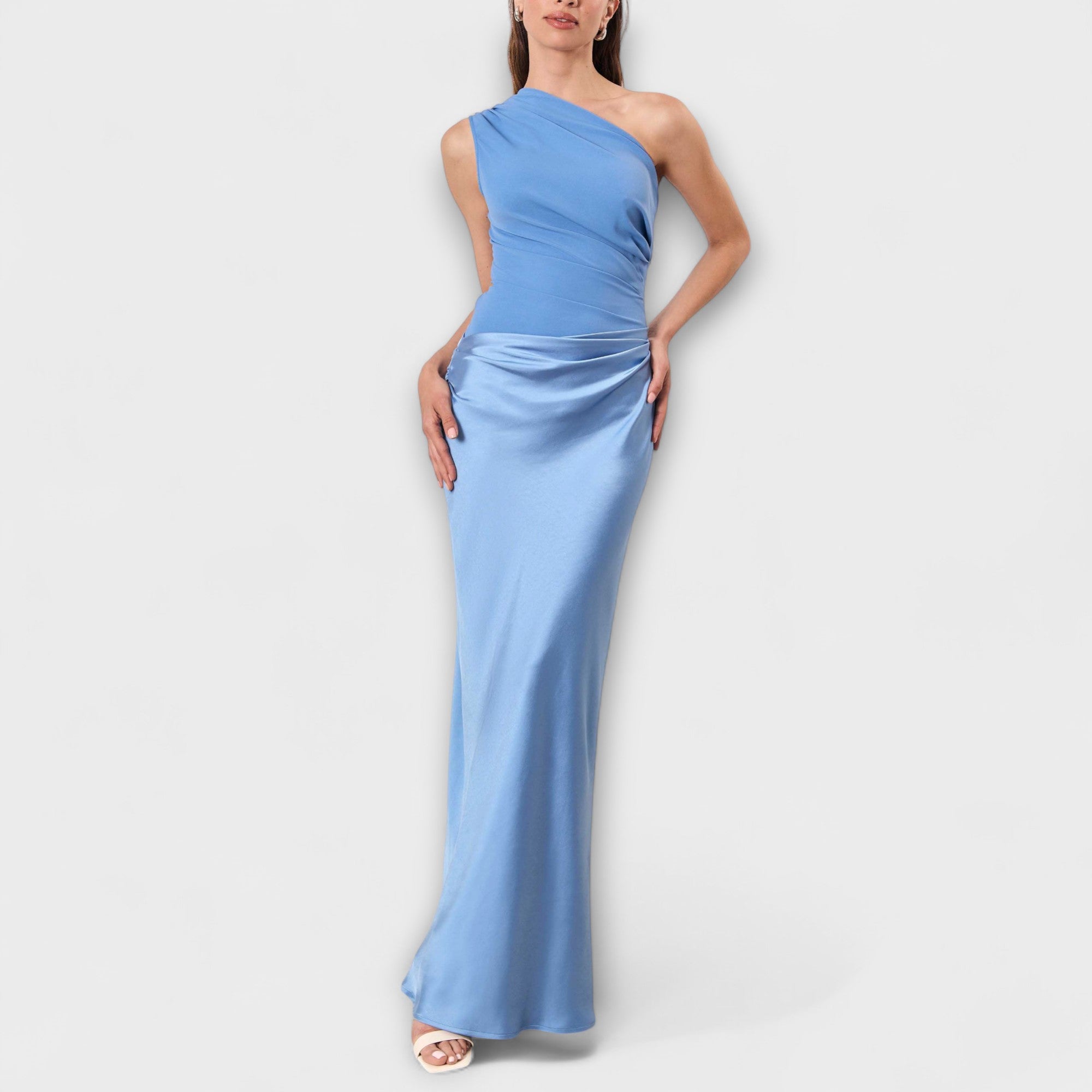 Rochie asimetrică din satin Natalie — imagine 9