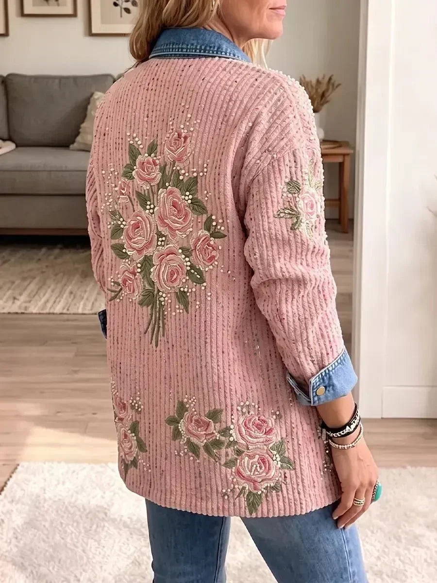 Natalie - Sacou retro din denim cu model patchwork — imagine 2