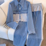 Natalie - Set jachetă scurtă color block și pantaloni cu croi larg — imagine 4