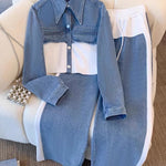Natalie - Set jachetă scurtă color block și pantaloni cu croi larg — imagine 5