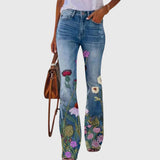 Pantaloni de damă cu flori — imagine 5