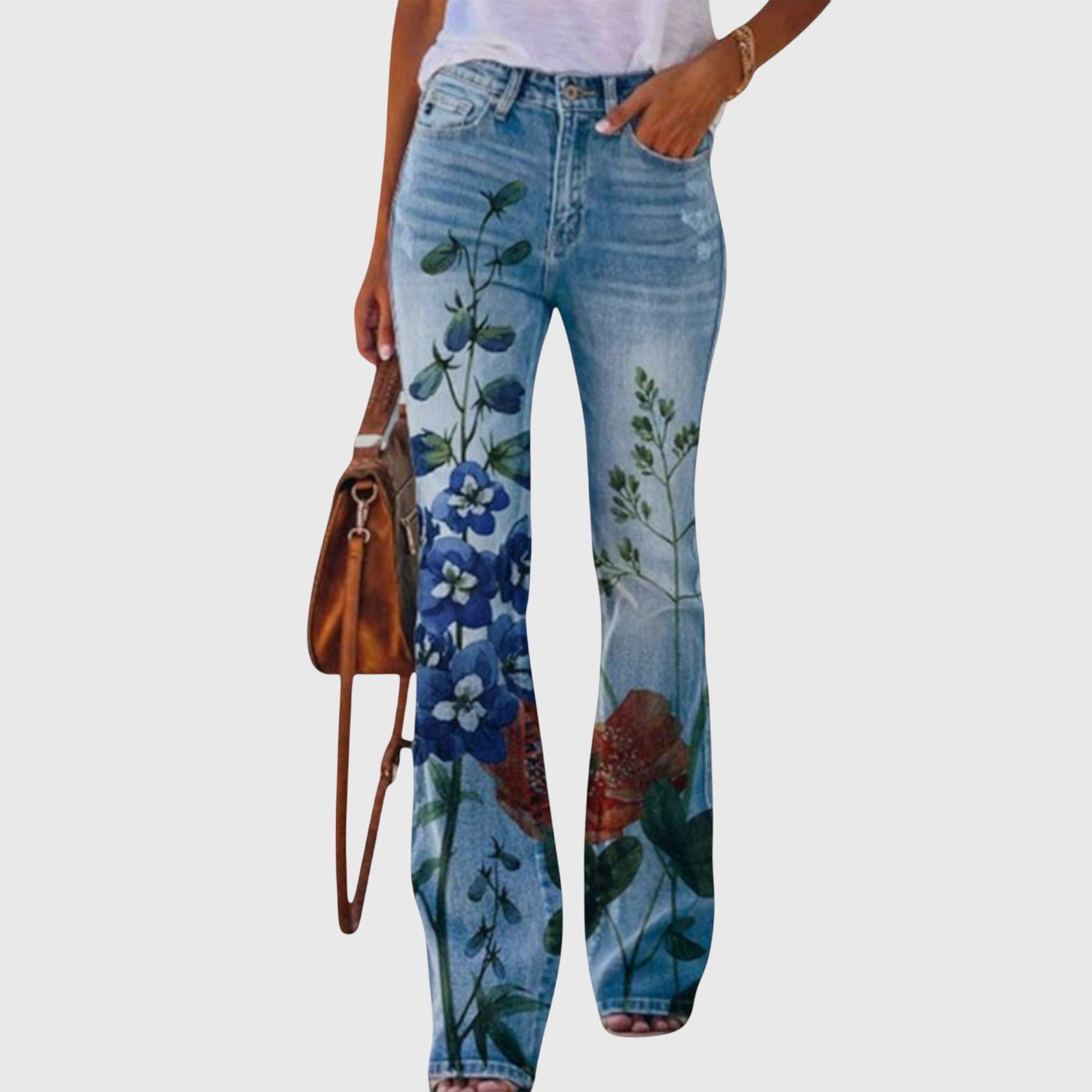 Pantaloni de damă cu flori — imagine 6
