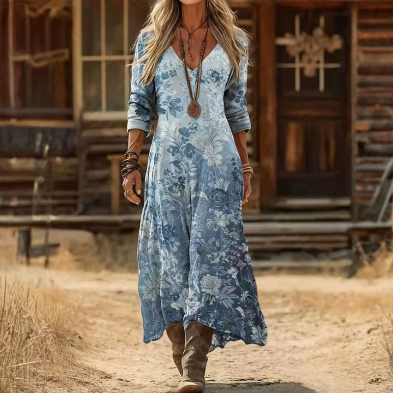 Oakley - Rochie casual cu mânecă lungă, inspirată din stil retro — imagine 1