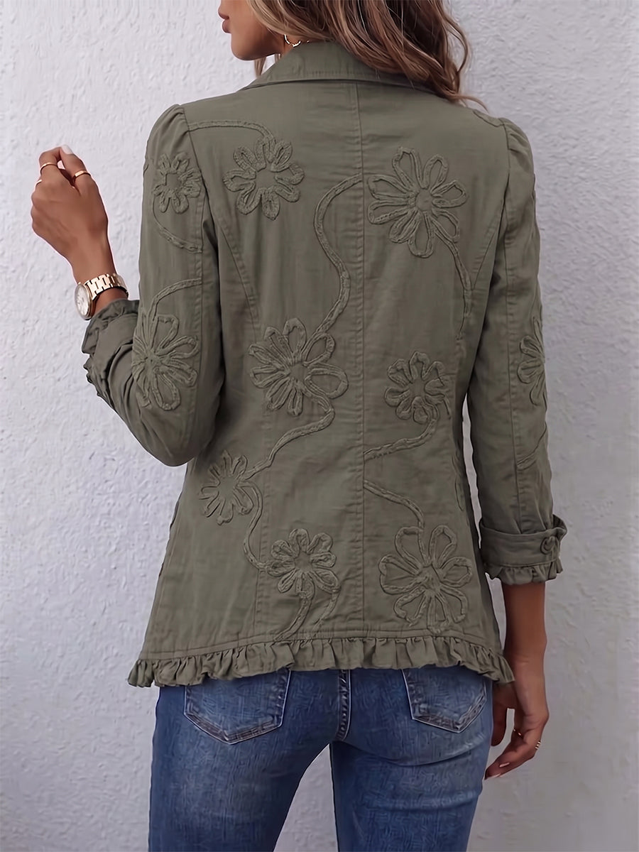 Olivia - jachetă utilă boho-chic cu broderie florală și volane — imagine 2