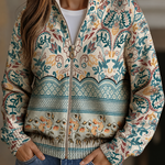 Olivia - cardigan cu model retro botanic cu bordură — imagine 1