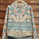 Olivia - cardigan cu model retro botanic cu bordură — imagine 2