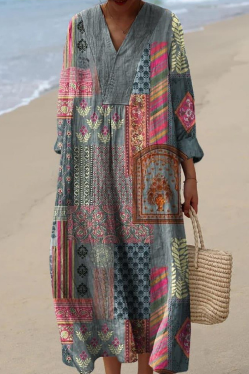 Rochie boemă cu imprimeu patchwork Paisley — imagine 2