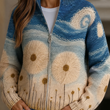 Quinn - Cardigan matlasat cu fermoar, model Dandelion Paesage — imagine 1