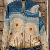 Quinn - Cardigan matlasat cu fermoar, model Dandelion Paesage — imagine 2