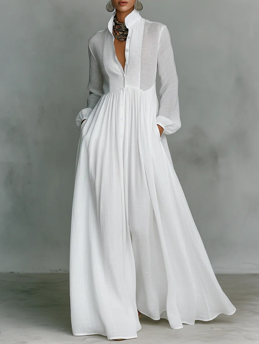 Rachel - rochie maxi cu nasturi în față și croială lejeră — imagine 1