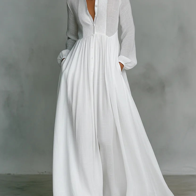 Rachel - rochie maxi cu nasturi în față și croială lejeră — imagine 1