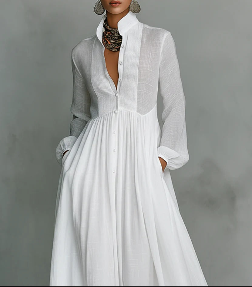 Rachel - rochie maxi cu nasturi în față și croială lejeră — imagine 3