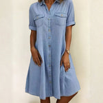 Rebecca - rochie midi casual în stil denim — imagine 1