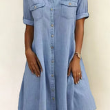 Rebecca - rochie midi casual în stil denim — imagine 2