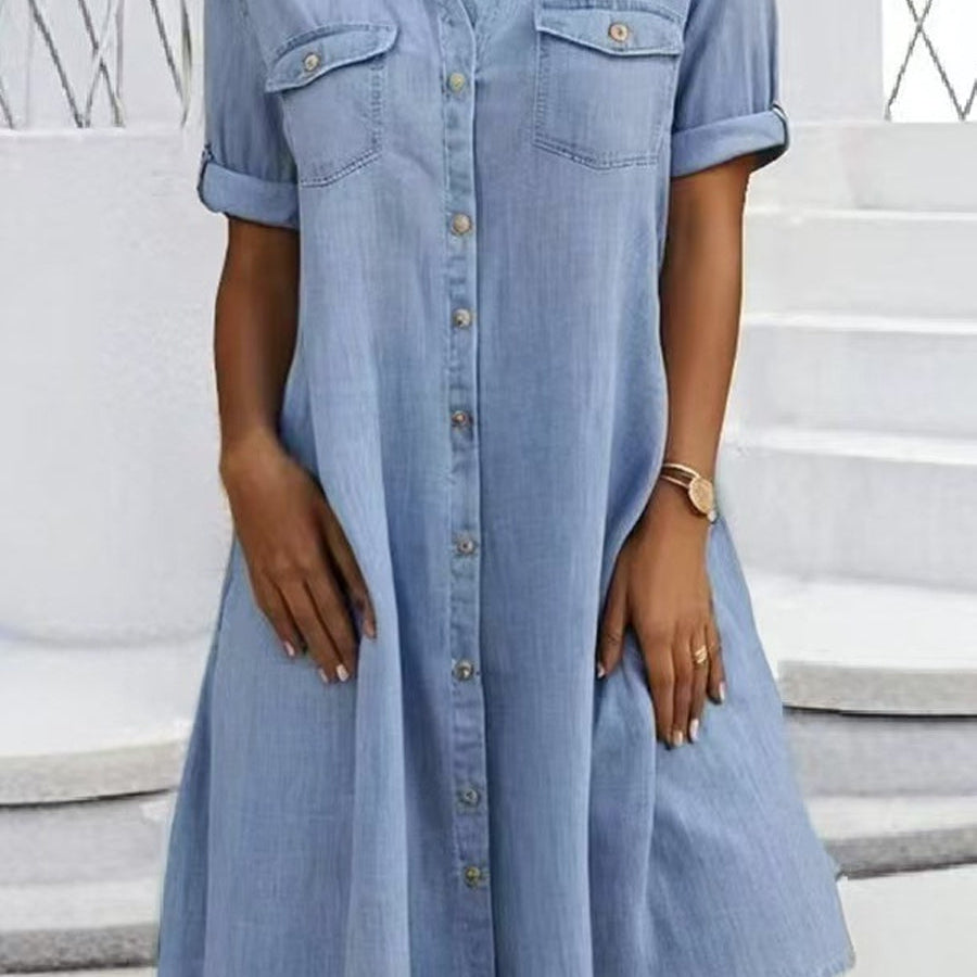 Rebecca - rochie midi casual în stil denim — imagine 3