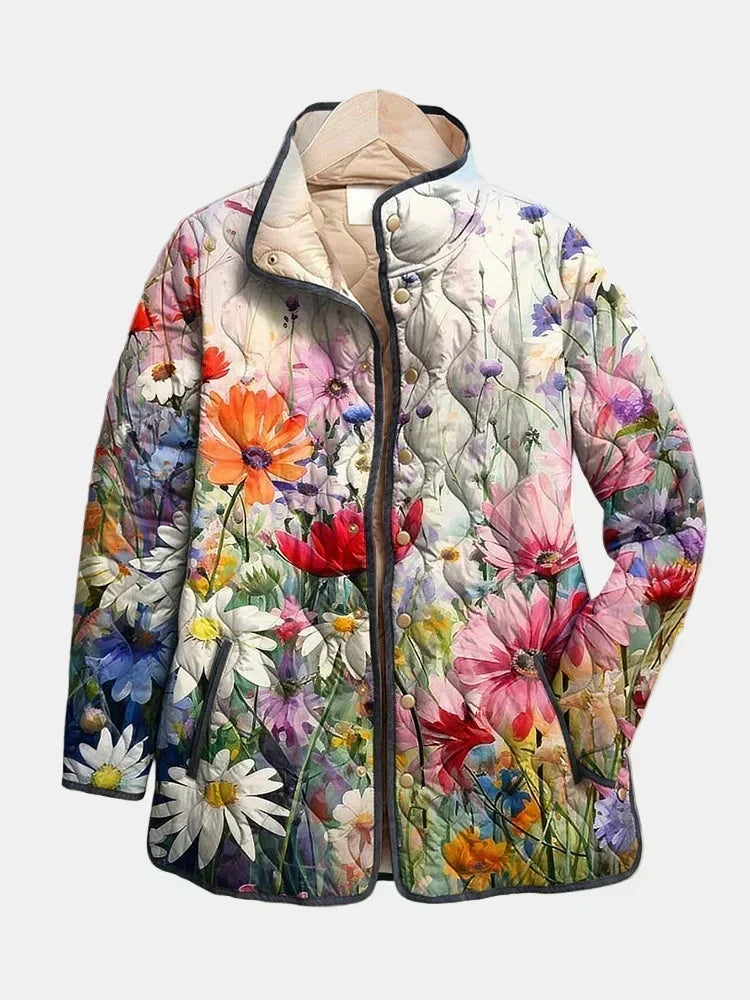 Rachel - Jachetă matlasată cu imprimeu floral retro fermecător — imagine 1