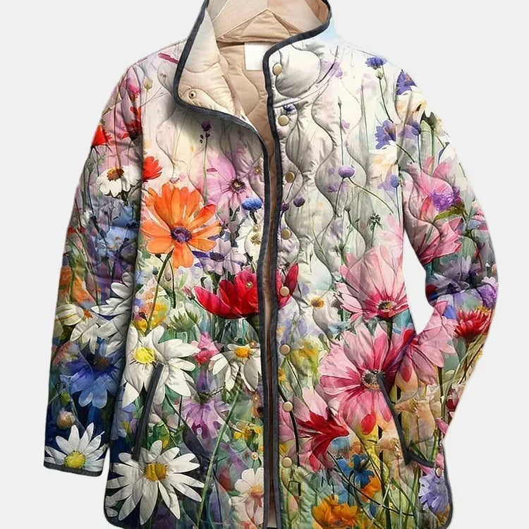 Rachel - Jachetă matlasată cu imprimeu floral retro fermecător — imagine 1