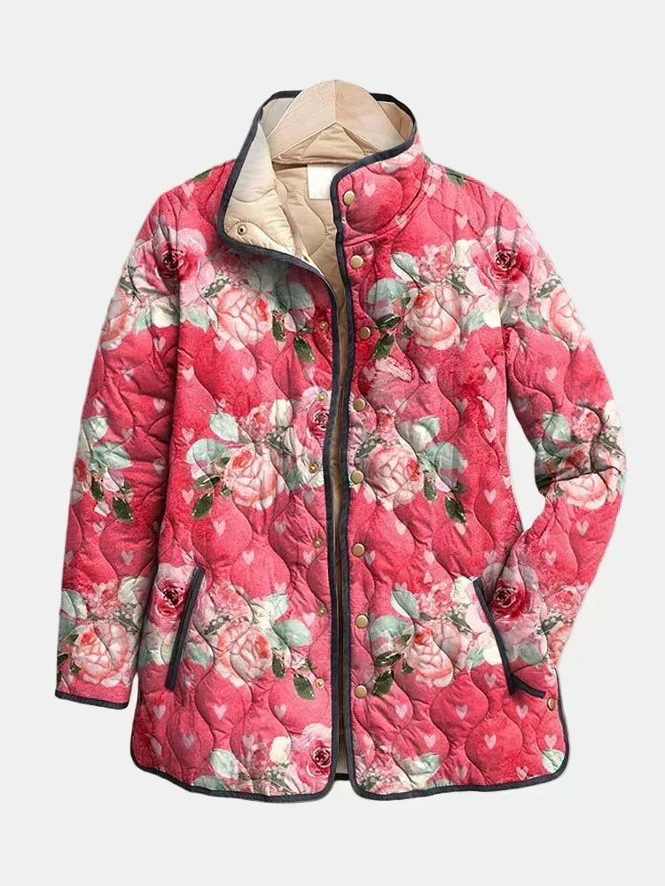 Victoria - Jachetă matlasată roz fermecătoare cu imprimeu floral — imagine 1