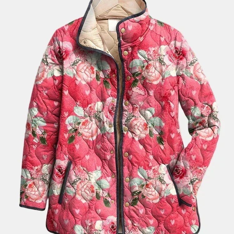 Victoria - Jachetă matlasată roz fermecătoare cu imprimeu floral — imagine 1