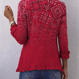 Riley - palton boem cu volane, model paisley ombré — imagine 2