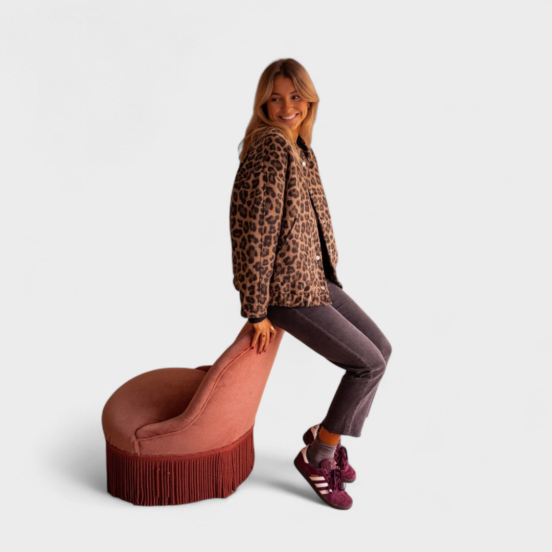 Rosa - jachetă modernă cu imprimeu leopard — imagine 3