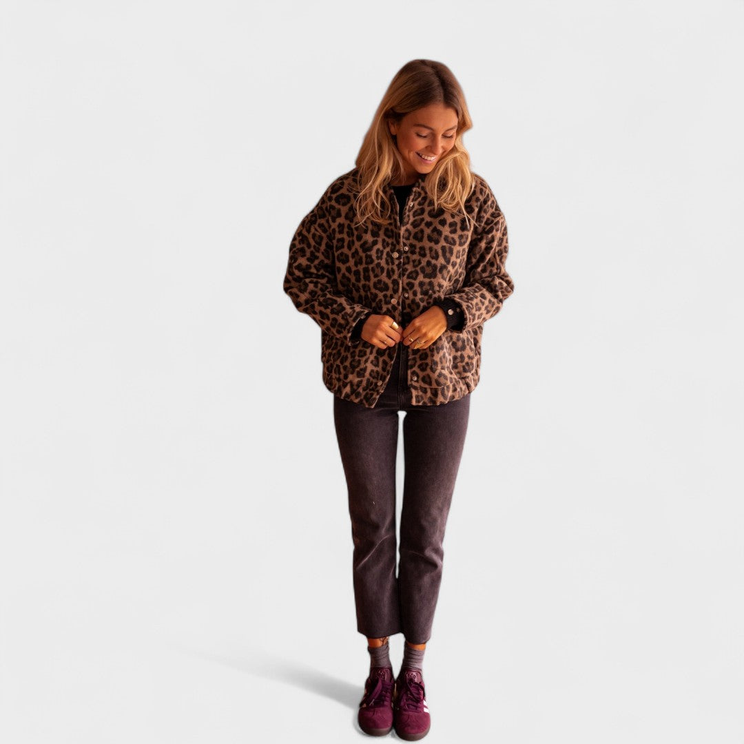 Rosa - jachetă modernă cu imprimeu leopard — imagine 4