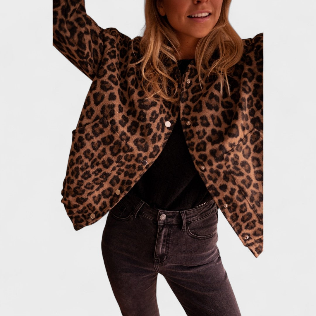 Rosa - jachetă modernă cu imprimeu leopard — imagine 5