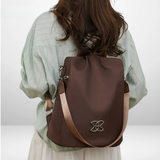 Rosalba | Rucsac antifurt — maro, purtat pe spate
