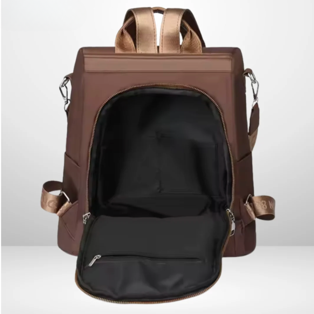 Rosalba | Rucsac antifurt — maro, interior