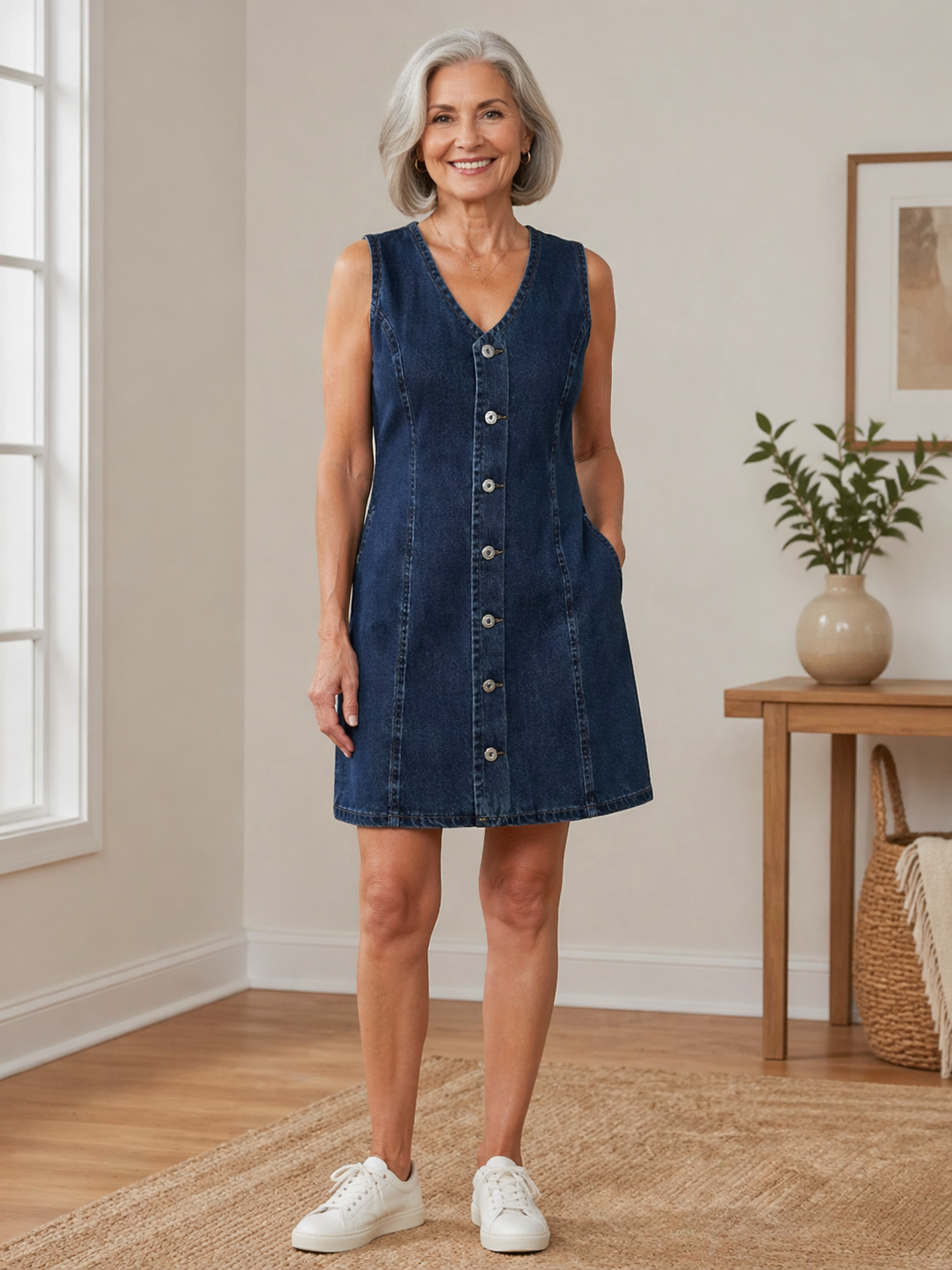 Rosalie - rochie salopetă casual din denim — imagine 4