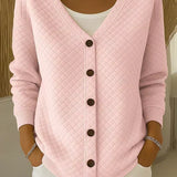 Rosemary - cardigan matlasat cu nasturi și model de diamant — imagine 1