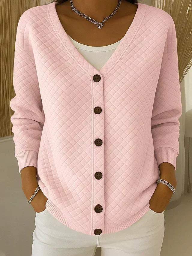 Rosemary - cardigan matlasat cu nasturi și model de diamant — imagine 1