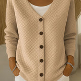 Rosemary - cardigan matlasat cu nasturi și model de diamant — imagine 3