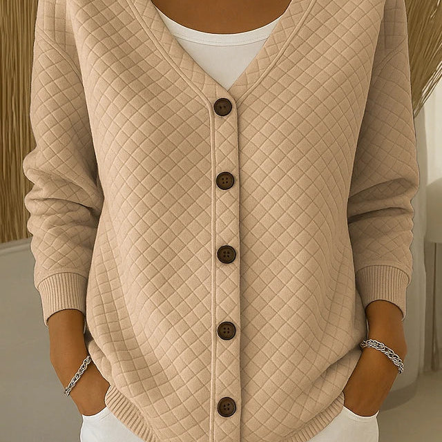 Rosemary - cardigan matlasat cu nasturi și model de diamant — imagine 3