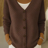 Rosemary - cardigan matlasat cu nasturi și model de diamant — imagine 4