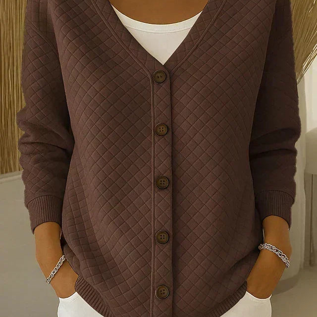 Rosemary - cardigan matlasat cu nasturi și model de diamant — imagine 4
