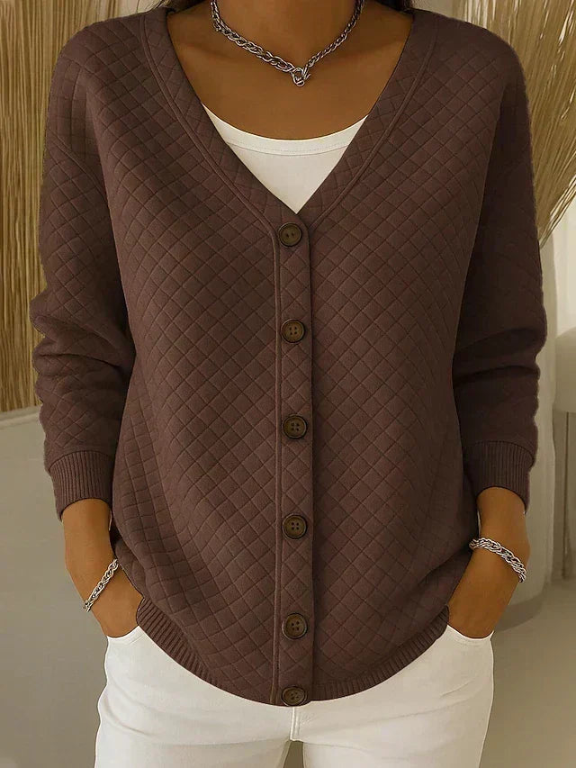 Rosemary - cardigan matlasat cu nasturi și model de diamant — imagine 4